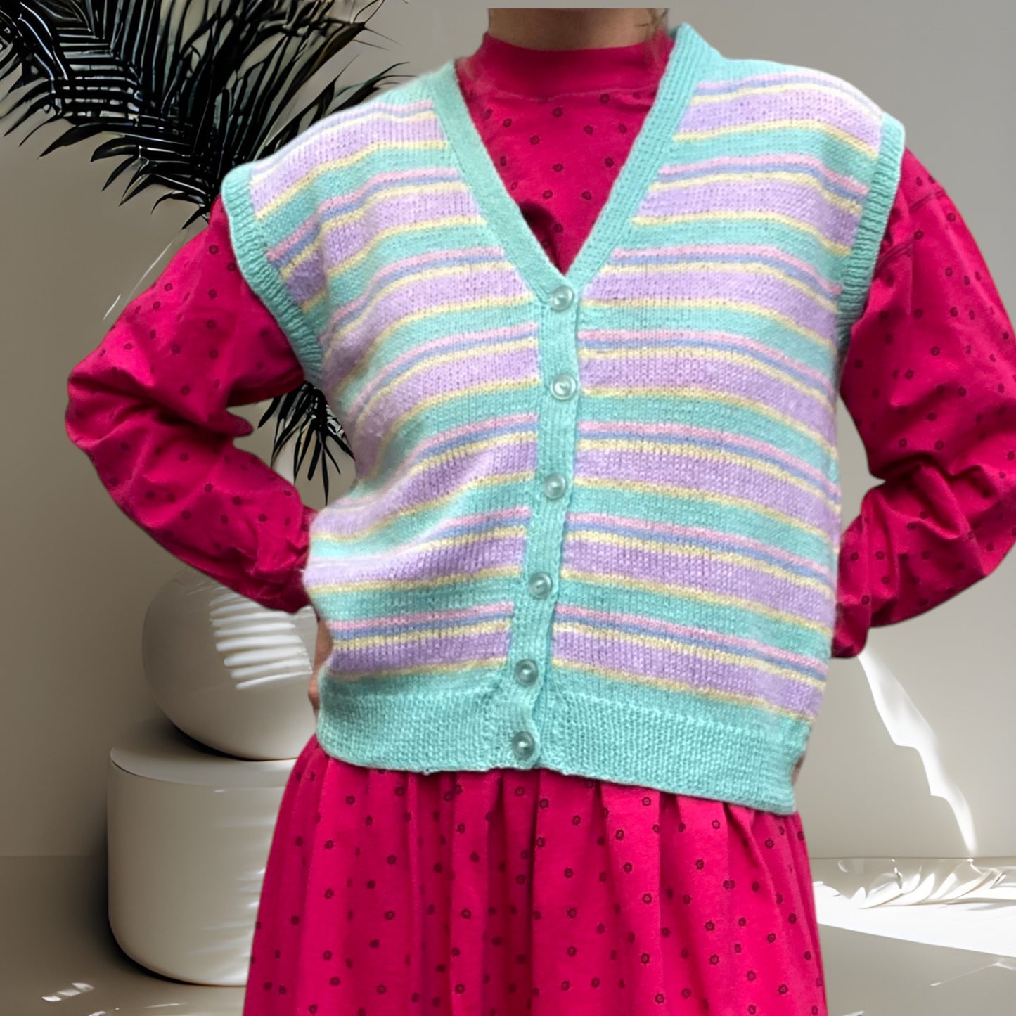 Pattie Pastel Knit Vest Size M