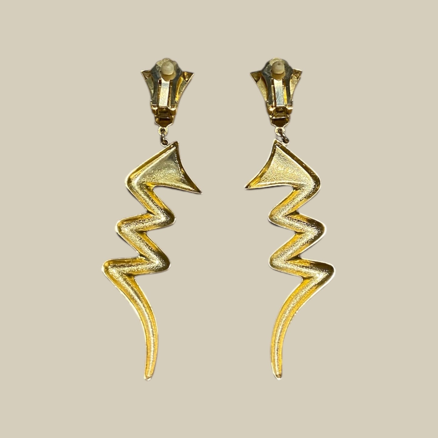 Gold Zig Zag Clip On Earrings