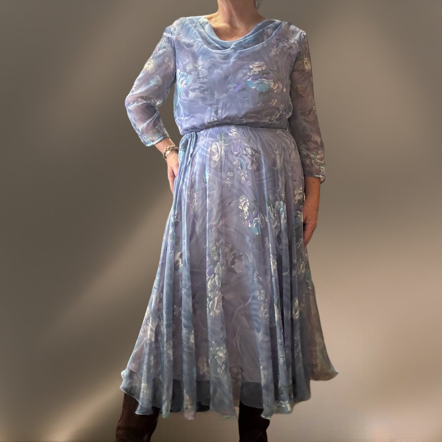 Loretta Blue Chiffon Dress Size 12