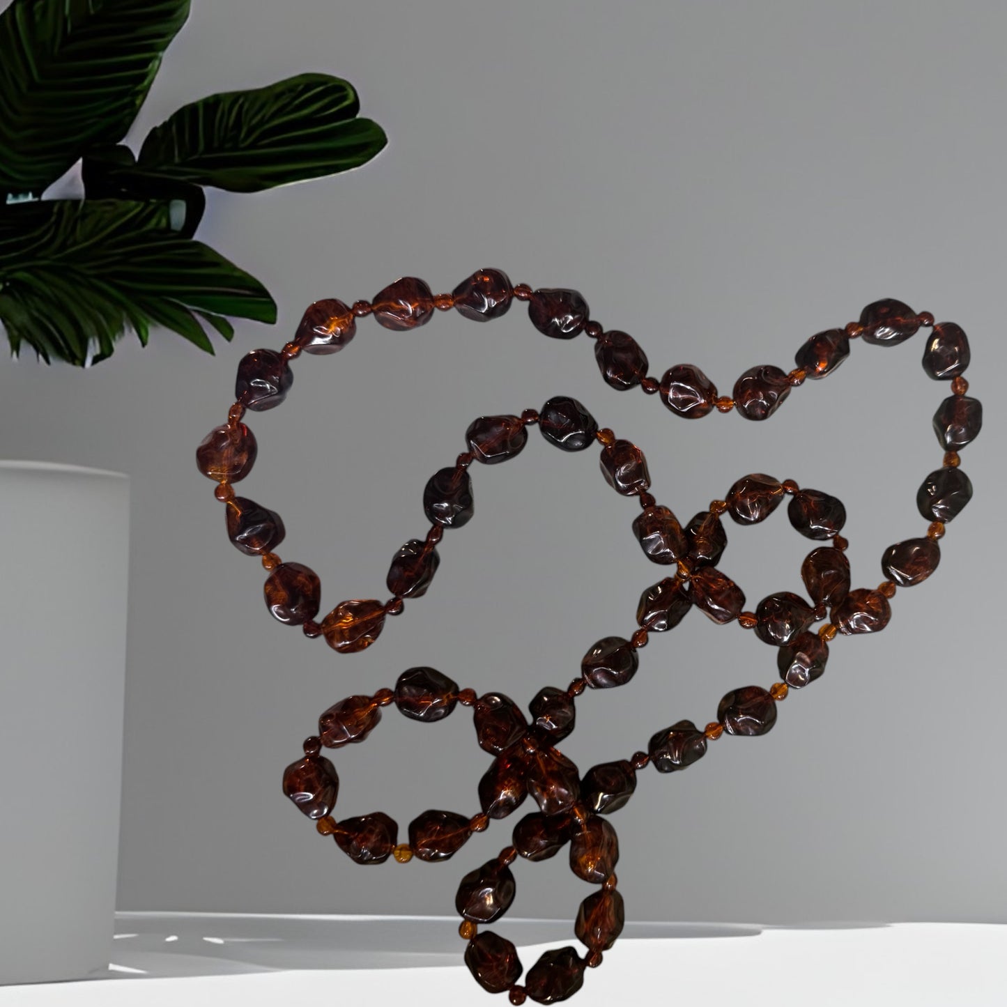 Amber Cognac Costume Necklace