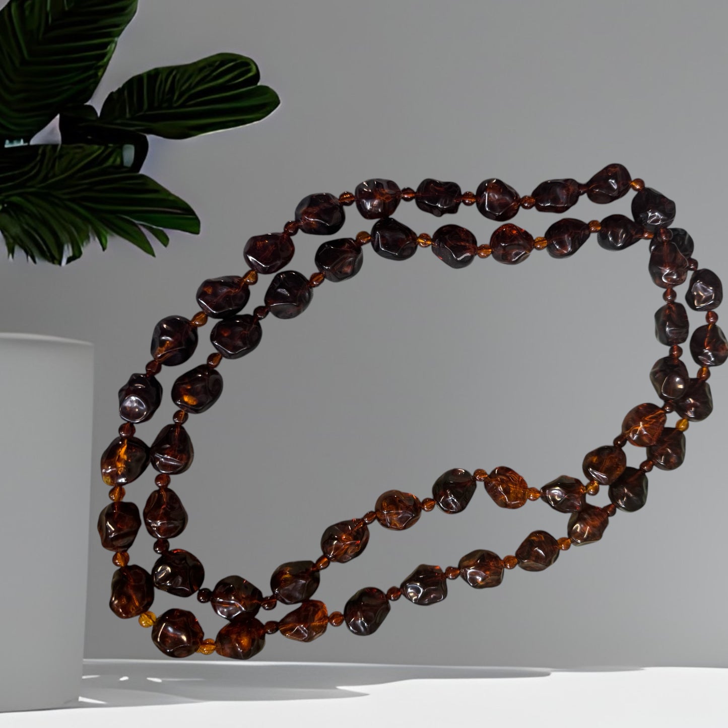 Amber Cognac Costume Necklace