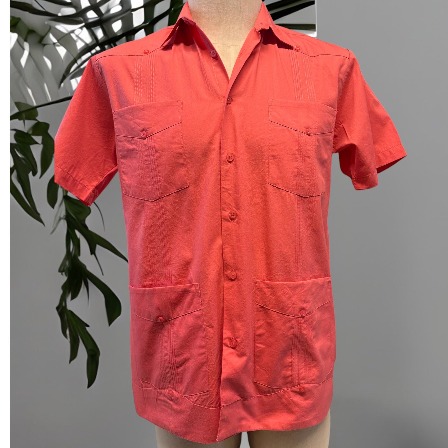 Coral Guayabera Shirt Size Small