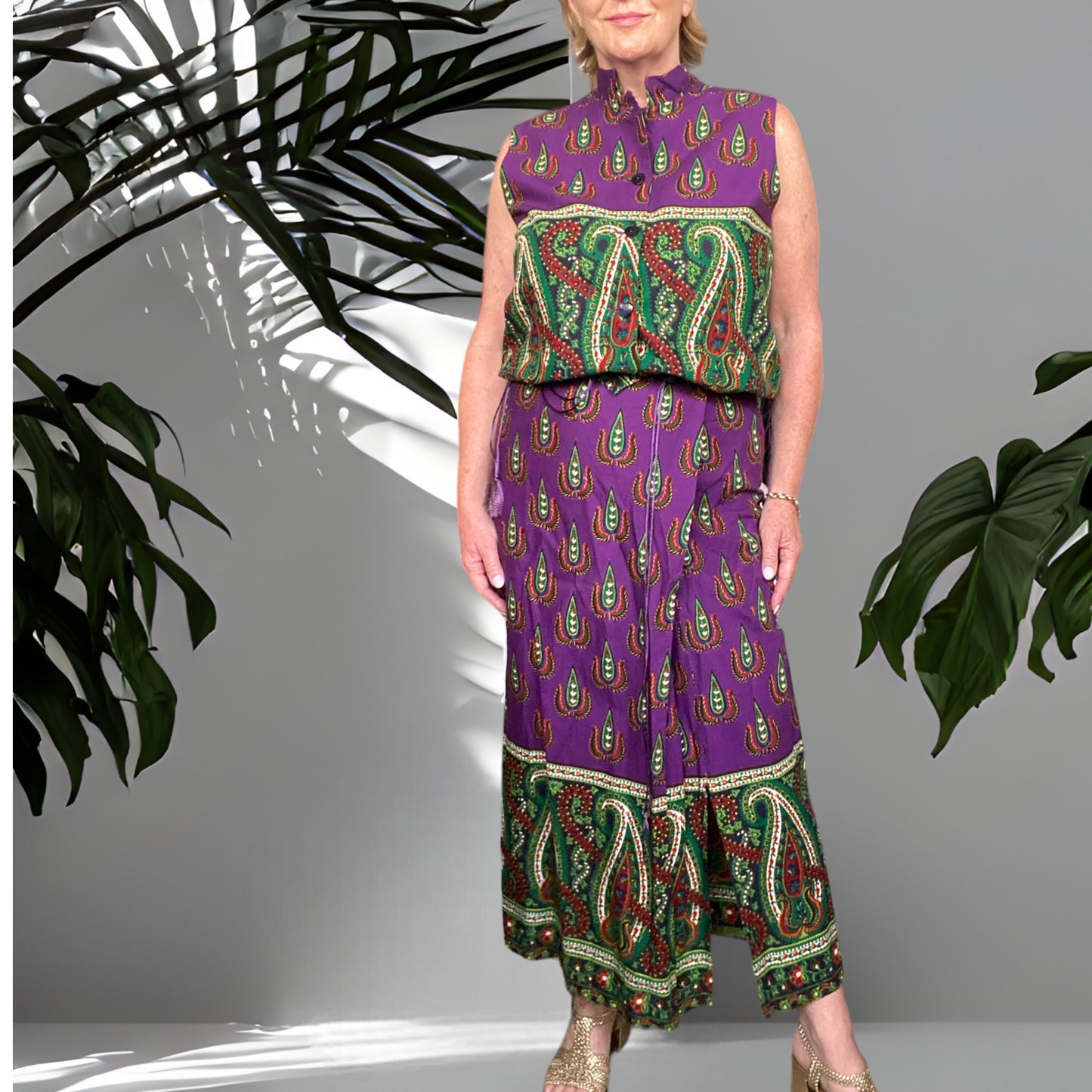 Paula Paisley Cotton Skirt Set Size 12 -14