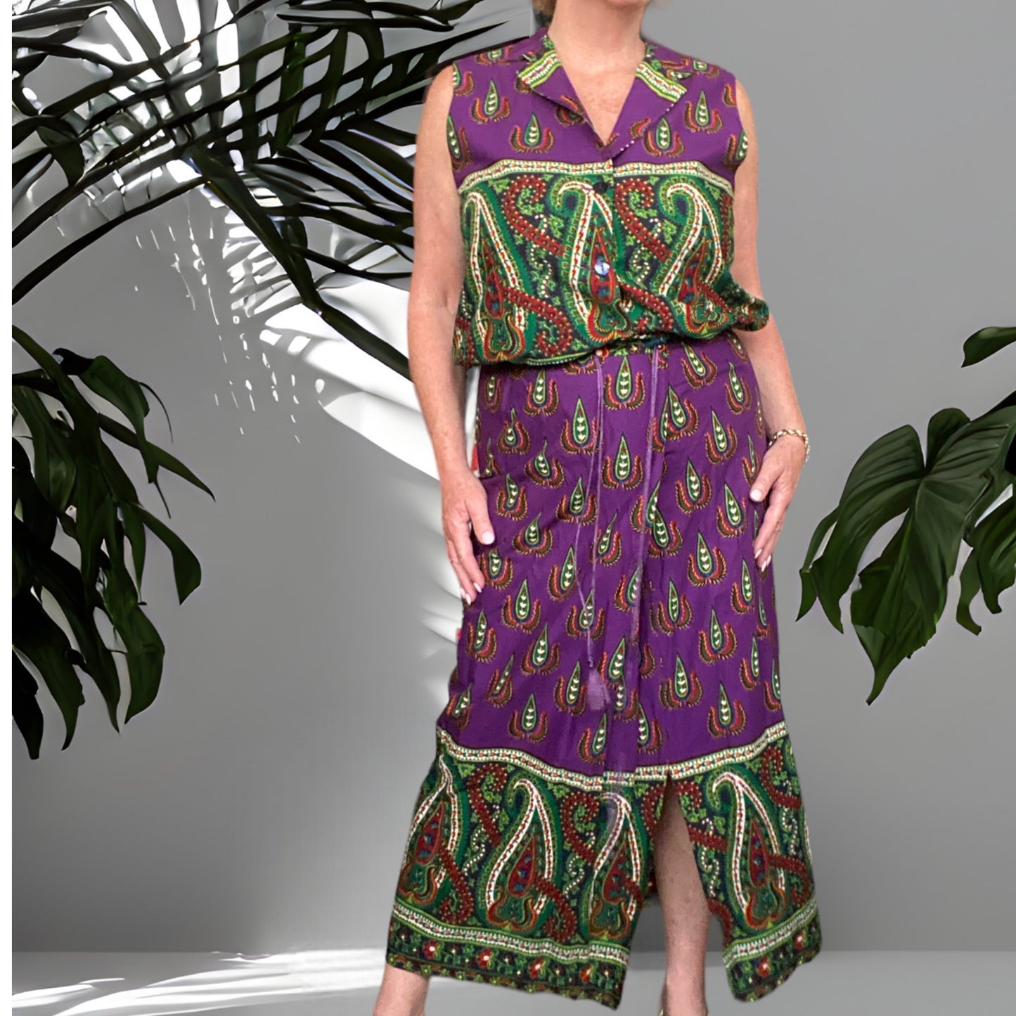 Paula Paisley Cotton Skirt Set Size 12 -14