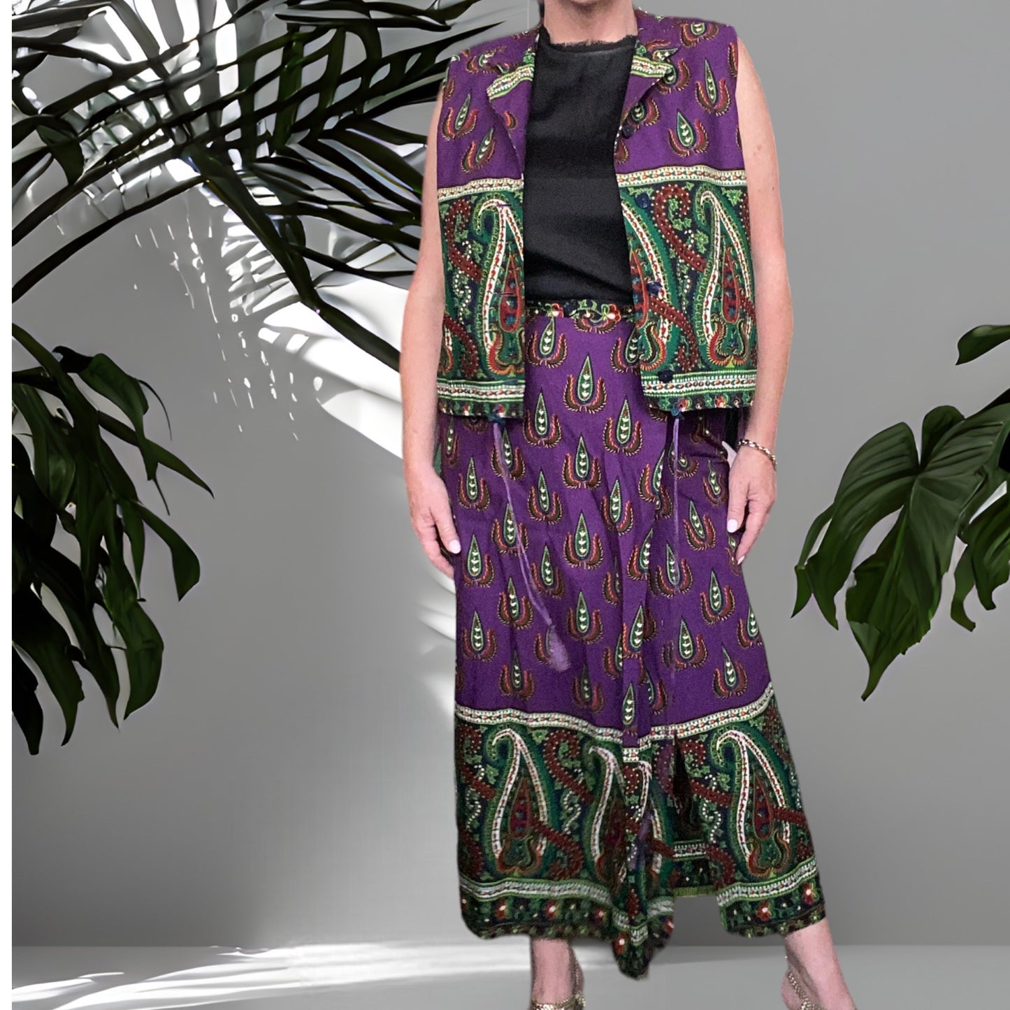 Paula Paisley Cotton Skirt Set Size 12 -14