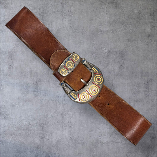 Stevie Wide Western Brown Belt Size Small
