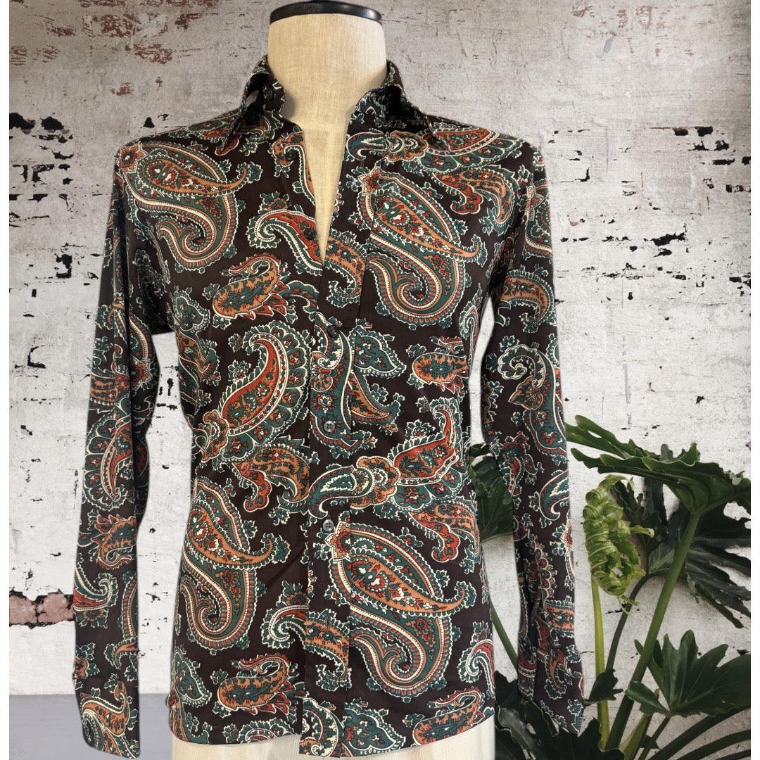 70's paisley shirt Size S