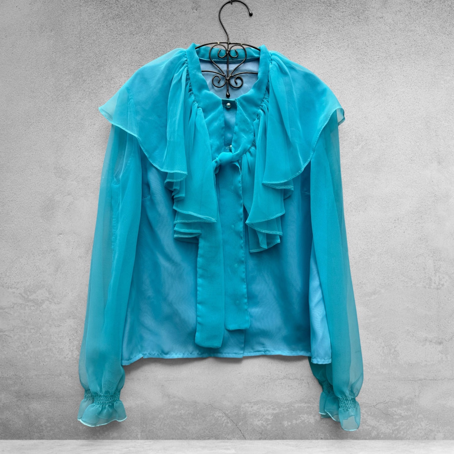 Carol Gets Frilly 70's Aqua Blouse 12