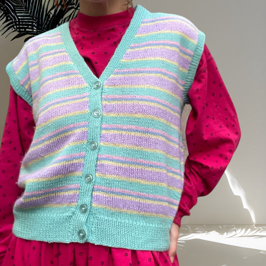 Pattie Pastel Knit Vest Size M