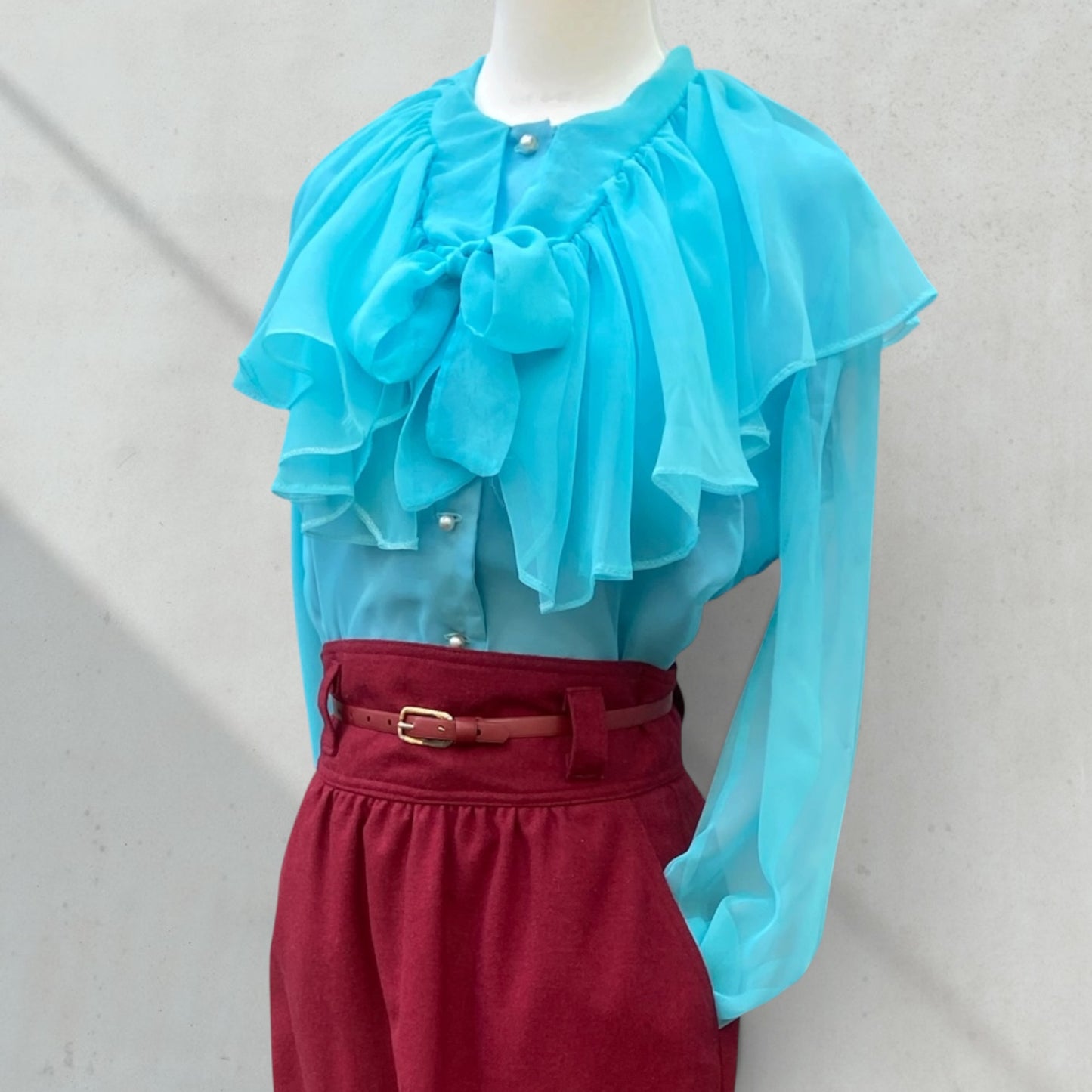 Carol Gets Frilly 70's Aqua Blouse 12