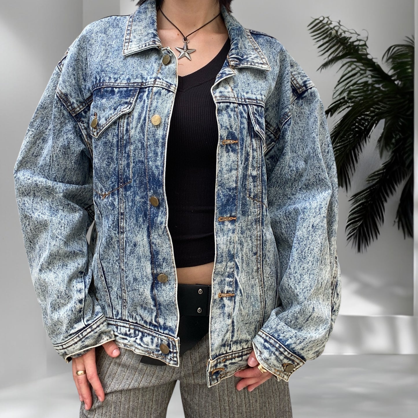 SSJ Acid Wash Denim Jacket  Size M - L