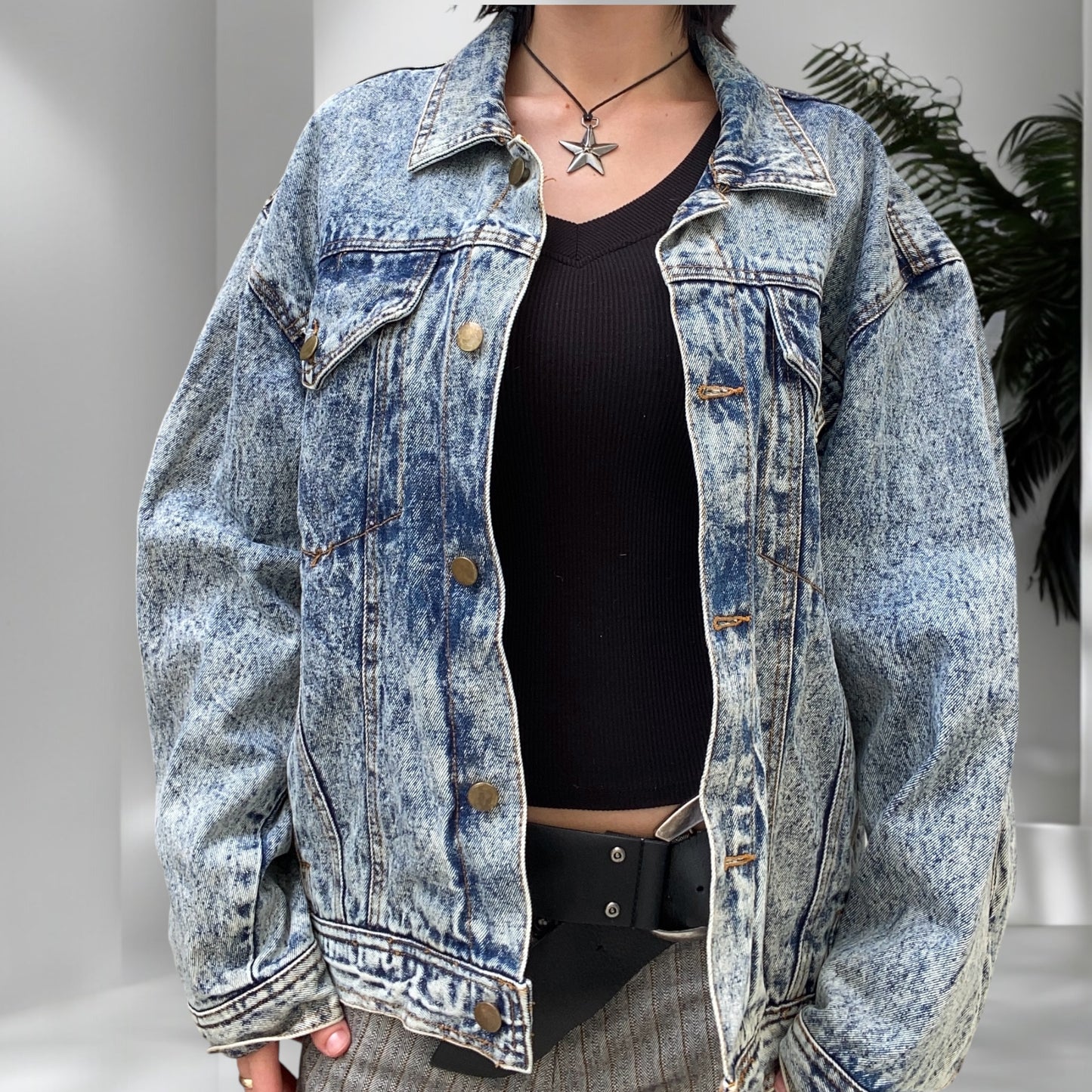 SSJ Acid Wash Denim Jacket  Size M - L