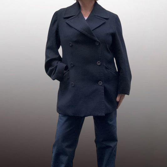 Long John Silver Black Pea Coat Size L