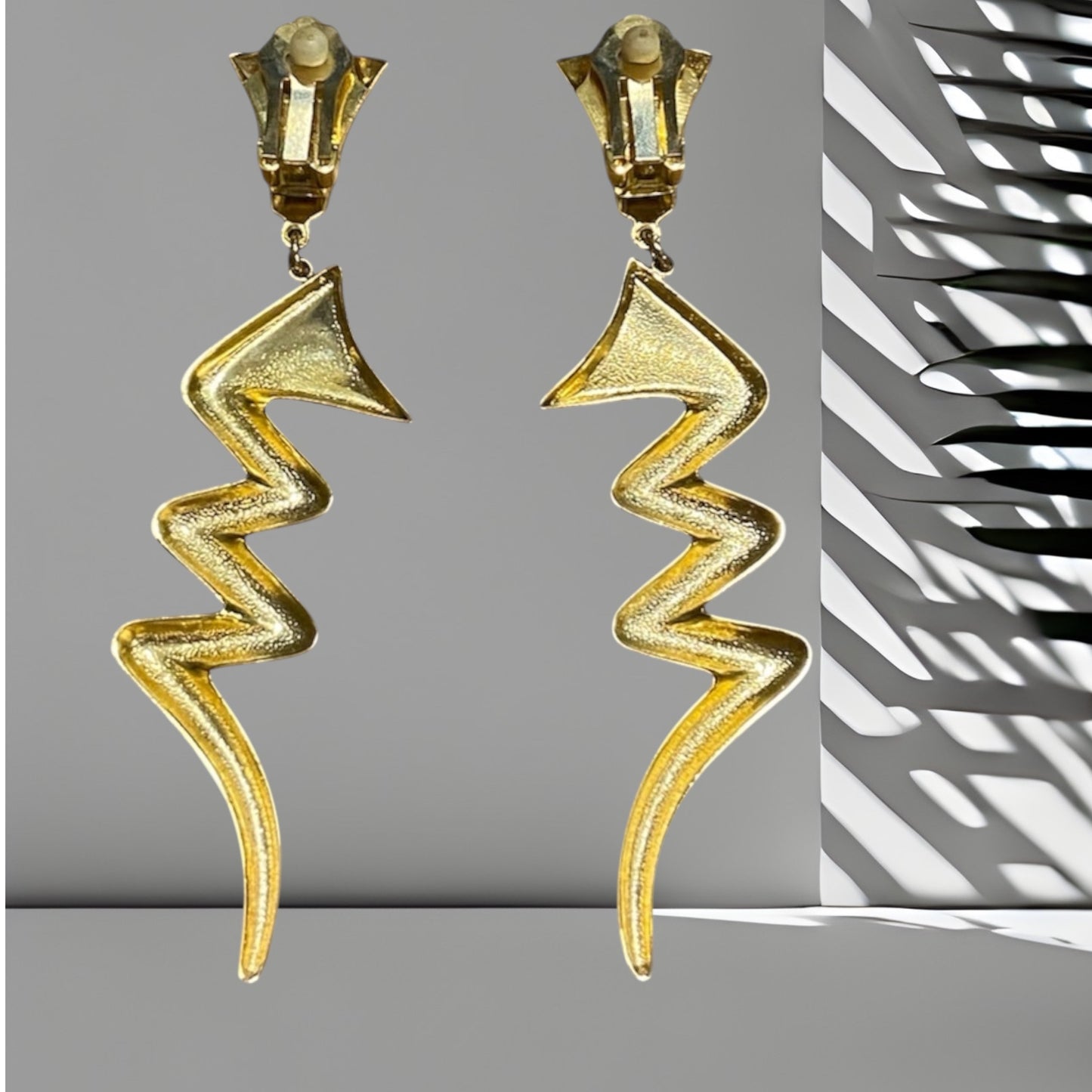 Gold Zig Zag Clip On Earrings