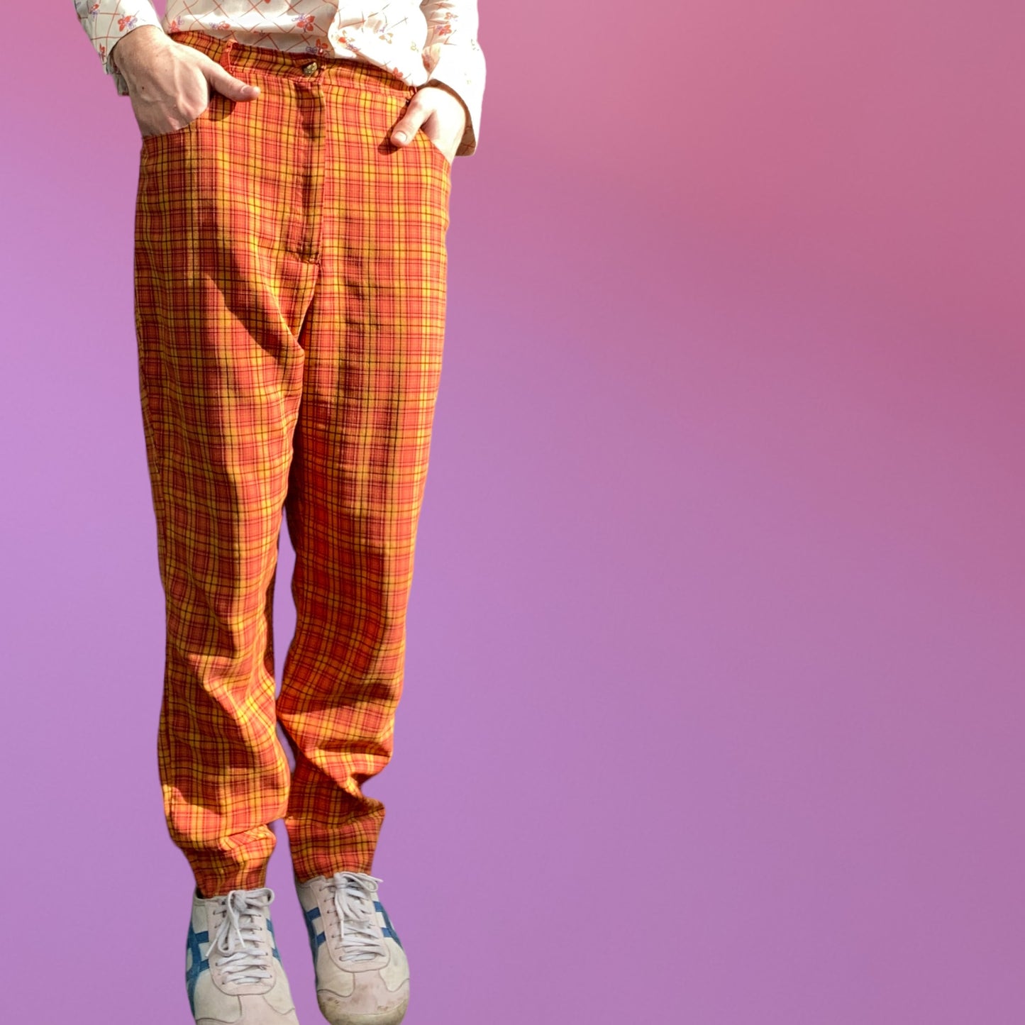 Quell Orange Plaid Pants Size 10-12