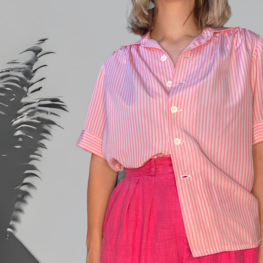 Belle Pink Striped Blouse Size 10-12