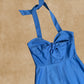 Blue 70's Halter Neck Dress Size 10